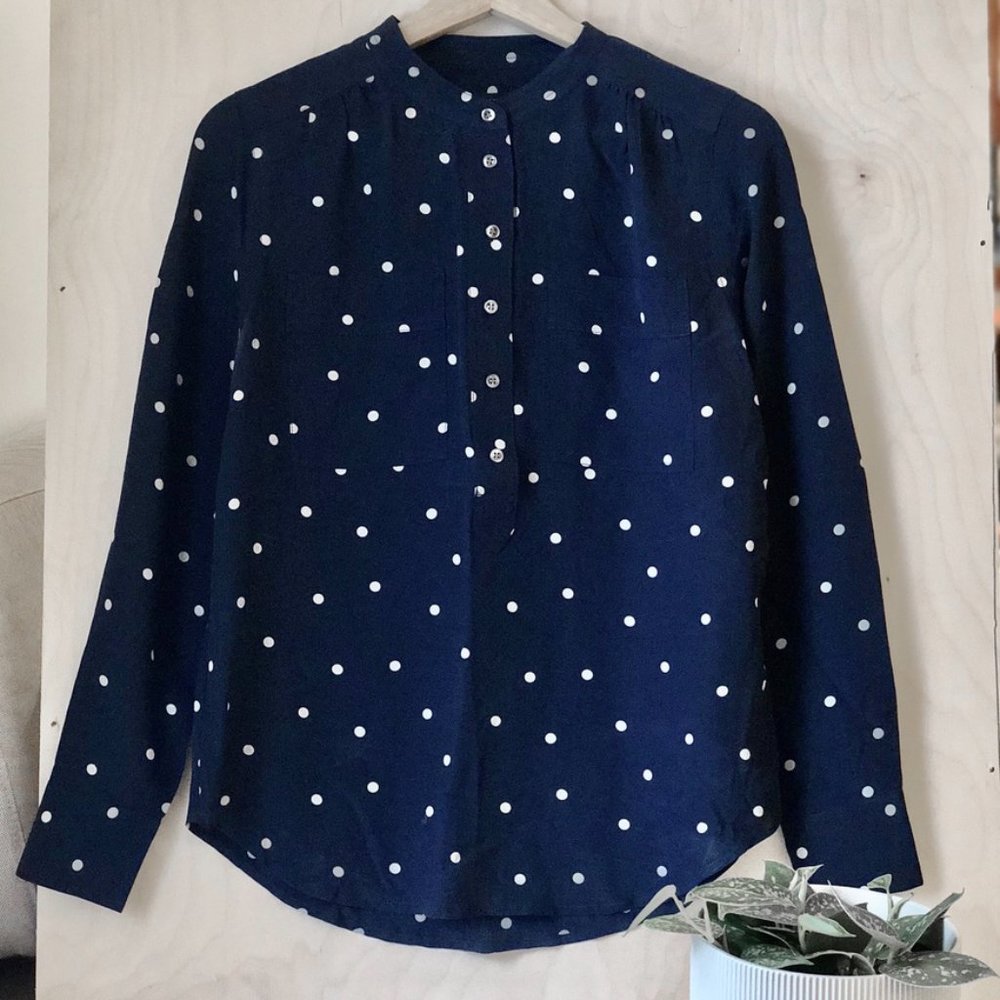 J.CREW silk polka dot popover blouse XS | 0